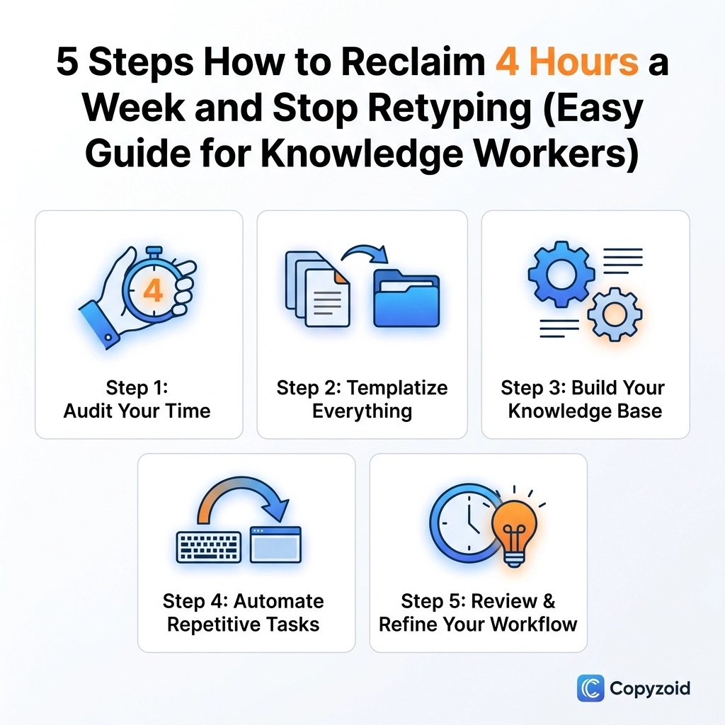 5 Steps How to Reclaim 4 Hours a Week and Stop Retyping (Easy Guide for Knowledge Workers)